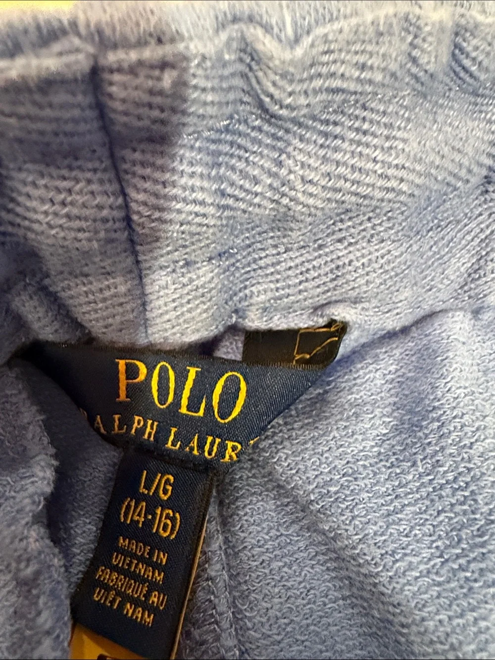 Ralph Lauren Blue Athletic Shorts with Yellow & Navy Logo